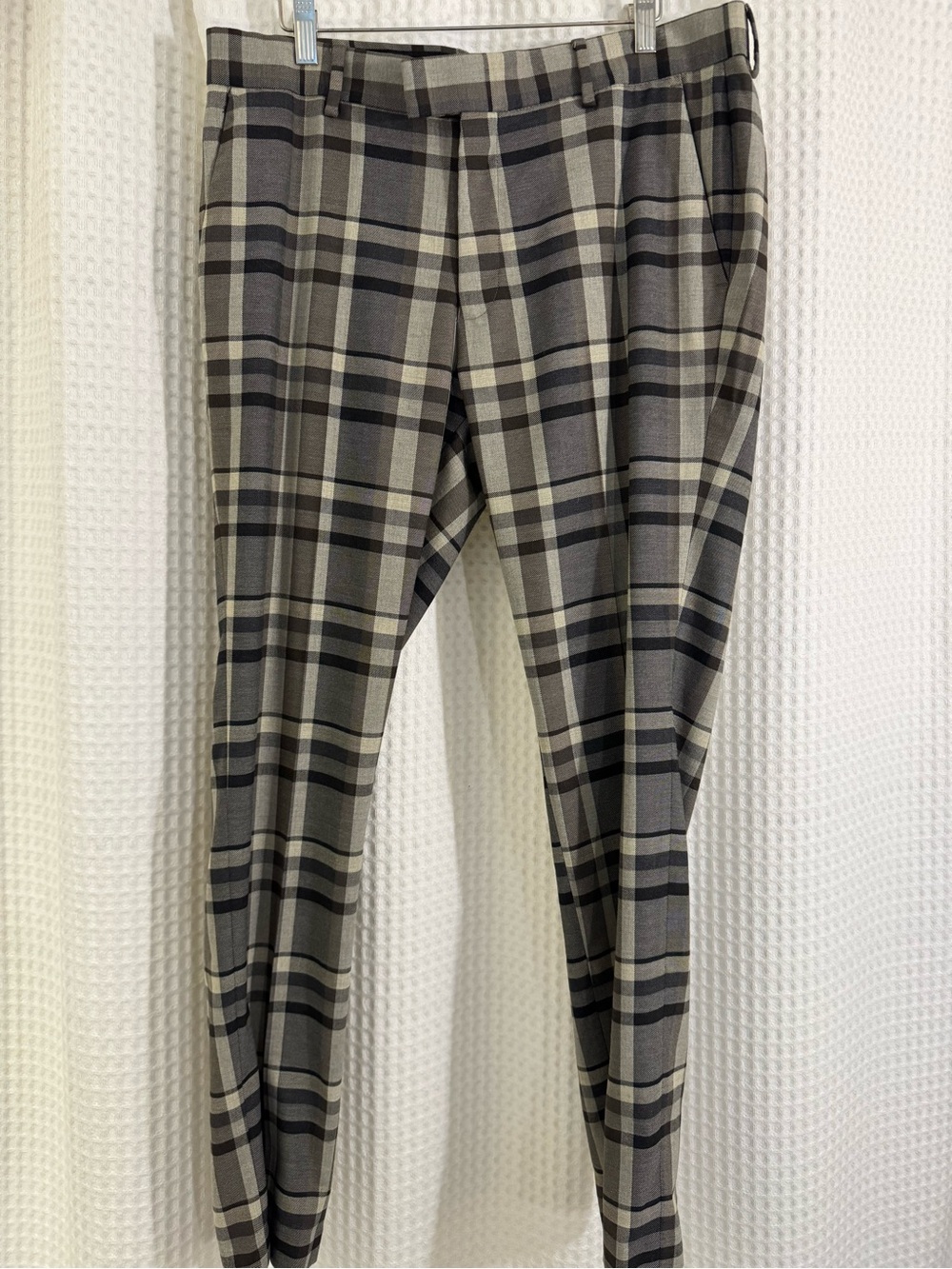 Topman Grey Plaid Dress Pants